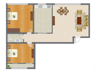2室2厅 105.70平米户型图