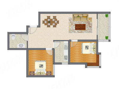 2室2厅 118.30平米户型图