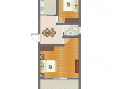 2室1厅 45.75平米