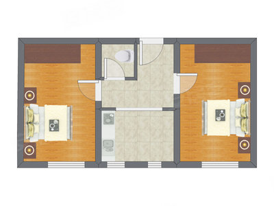 2室1厅 65.59平米户型图