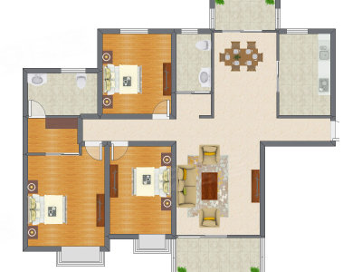 3室2厅 154.00平米户型图
