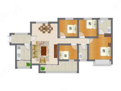 4室2厅 139.25平米户型图