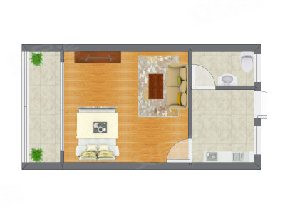 1室1厅 32.30平米户型图