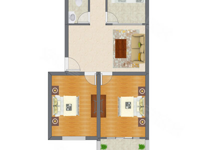 2室1厅 78.41平米户型图