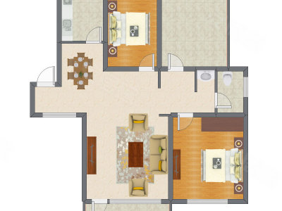 2室2厅 97.24平米户型图