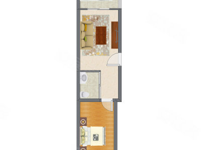 1室1厅 50.06平米户型图