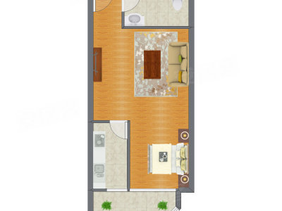1室0厅 42.92平米户型图