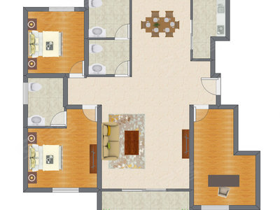 3室2厅 160.00平米户型图