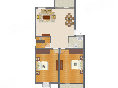 2室2厅 84.63平米户型图