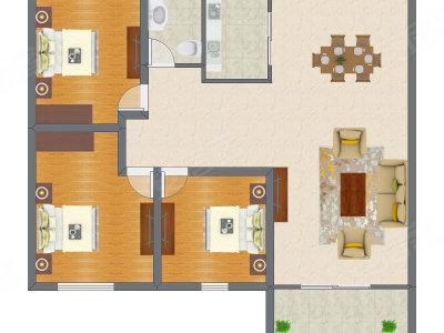 3室1厅 96.70平米