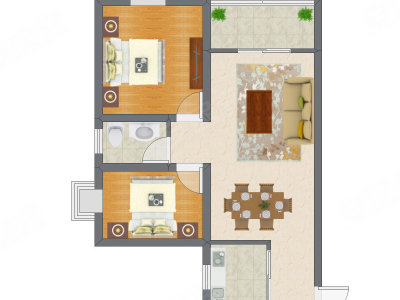 2室2厅 72.75平米