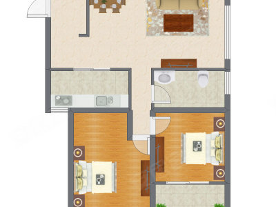 2室2厅 96.30平米户型图