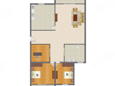 2室1厅 165.42平米