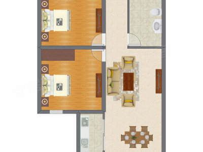 2室1厅 68.12平米