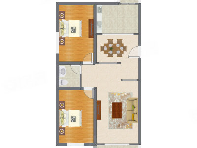 2室2厅 105.94平米户型图