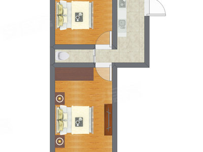 2室0厅 42.81平米户型图