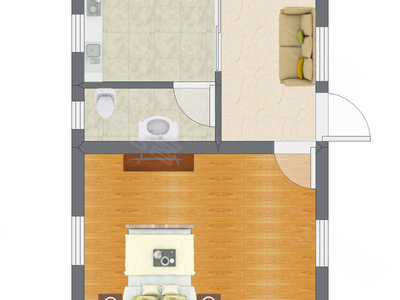 1室1厅 37.00平米