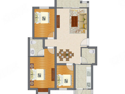3室2厅 99.58平米户型图