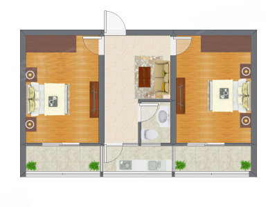 2室1厅 81.50平米户型图