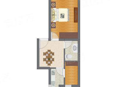 1室1厅 36.22平米户型图