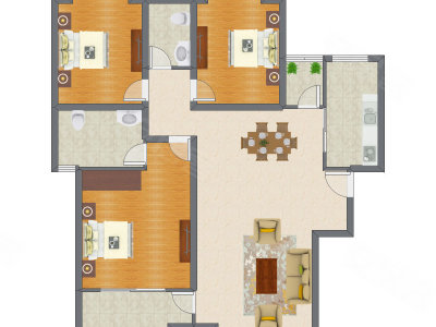 3室2厅 163.00平米