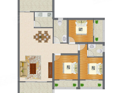 3室2厅 95.54平米