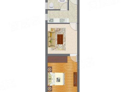 1室1厅 39.90平米户型图