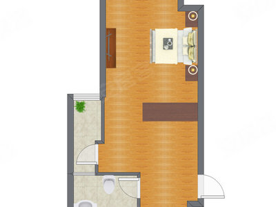 1室0厅 43.57平米