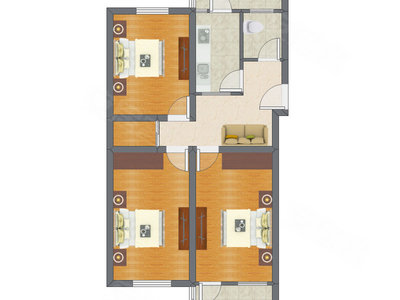 3室1厅 88.52平米户型图
