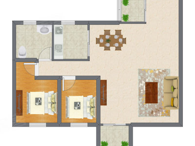 2室2厅 72.80平米