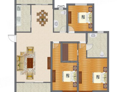 3室2厅 142.00平米