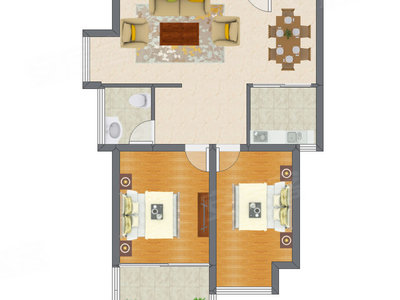 2室2厅 87.78平米户型图