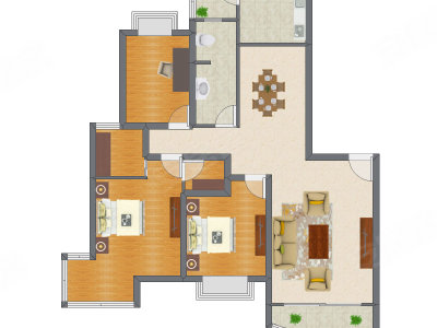 3室2厅 96.29平米