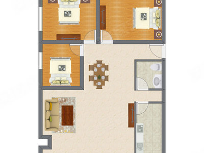 3室2厅 130.05平米户型图