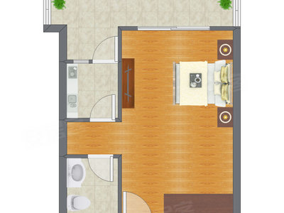 1室0厅 48.84平米户型图