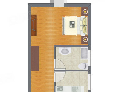 1室1厅 25.36平米户型图