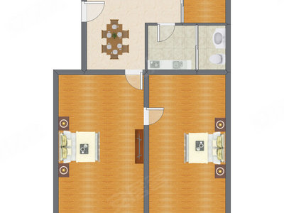 2室1厅 95.00平米
