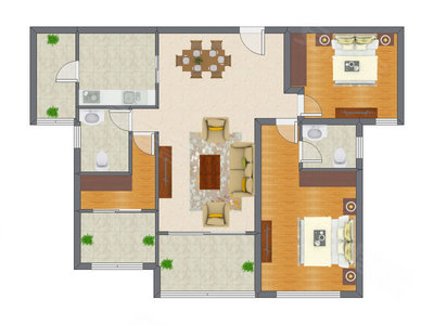 3室2厅 100.91平米户型图