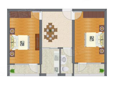 2室1厅 78.98平米户型图