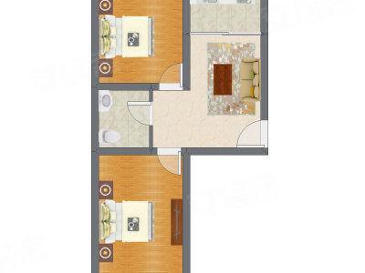 2室1厅 61.95平米