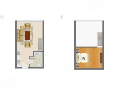 1室1厅 26.64平米户型图