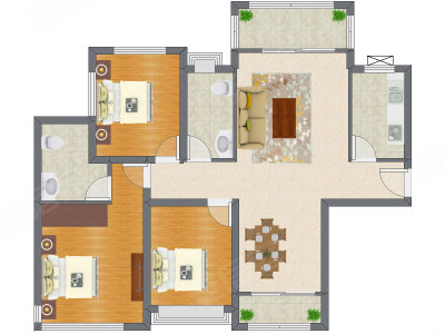 3室2厅 115.93平米户型图