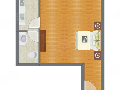 1室0厅 44.80平米户型图