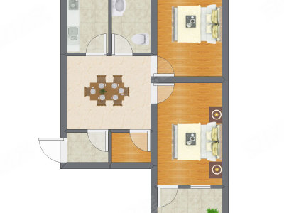 2室1厅 39.11平米