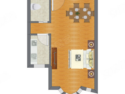 1室0厅 43.76平米