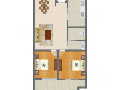 2室2厅 105.65平米
