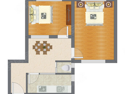 1室1厅 69.87平米户型图