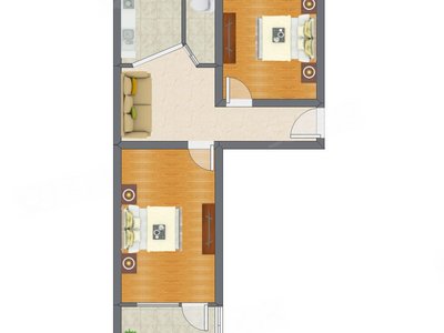 2室1厅 59.00平米