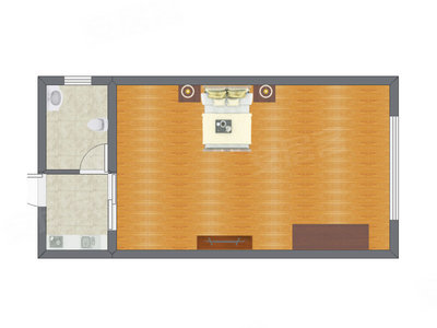 1室1厅 44.86平米户型图