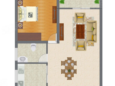 2室2厅 62.71平米户型图